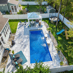 Piscine rectangulaire préfabriquée en fibre de verre de qualité supérieure, faible entretien, longue durée de vie, grande piscine en fibre de verre pour complexe hôtelier - Product Image 3