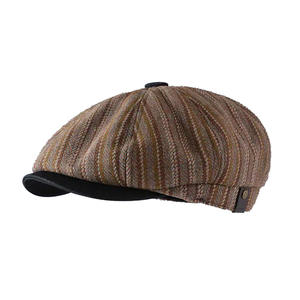 Gorra de vendedor de periódicos a Rayas de estilo británico <span class=keywords><strong>para</strong></span> hombres y mujeres, sombrero de <span class=keywords><strong>pintor</strong></span> nuevo de otoño, sombreros de hiedra apropiados informales Retro japoneses de ala corta - Product Image 5