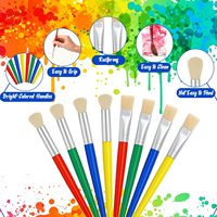 48 pinceaux pour enfants, lot de pinceaux en vrac, grands pinceaux ronds et plats pour la peinture acrylique, à l'huile et à l'aquarelle