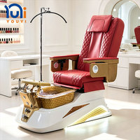 Fauteuil de pédicure spa personnalisable pour salon, fauteuil de massage électrique, fauteuil de pédicure en PU avec surpiqûres diamantées et spa pour les pieds à jets