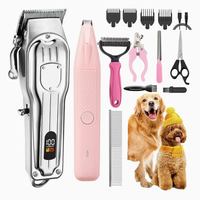 Professionelles Hundepflege-Set Kabellose Aufladbare Schermaschine Tierhaar-Trimmer-Set mit LED-Anzeige für Dickes Fell von Hunden, Katzen und Pfoten