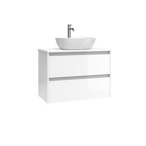 Mueble de Pared VENTO de Diseño Moderno en Blanco Brillante/Roble Natural con 2 Cajones de Tablero de Partículas de 70 mm de Profundidad Reducida - Product Image 2