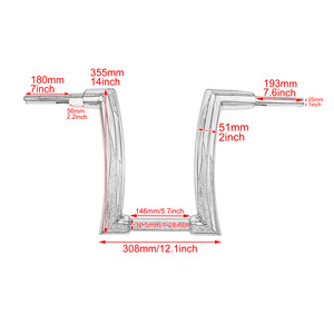 Guidon de moto, guidon monobloc de 12 pouces, 14 pouces et 16 pouces, adapté à la modification du guidon <span class=keywords><strong>Harley</strong></span> 883 Glide - Product Image 4