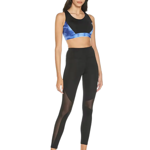Conjunto de Yoga Personalizado al por Mayor con Logotipo Impreso de Fábrica, el Mejor Diseño, Conjunto Deportivo para Mujer con Sujetador Deportivo Tie Dye y Leggings de Malla para Gimnasio - Product Image 1
