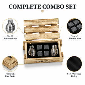 Juego de Accesorios Profesionales para Bar, Piedras de Whisky Reutilizables de Acero Inoxidable y Granito con Caja de Madera para Bar en Casa - Product Image 3