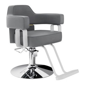 Un fauteuil de barbier ergonomique pivotant avec structure en métal et assise en cuir, réglable en hauteur, design moderne. - Product Image 4