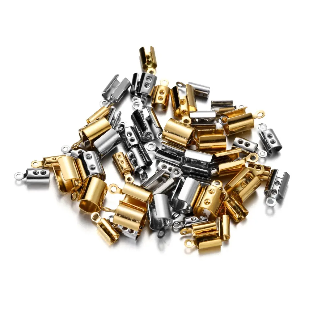 500pcs/lot Rope Chain Cords Crimp Bead End Caps for Jewelry Making DIY Components Bracelet Necklace Squeeze Fastener