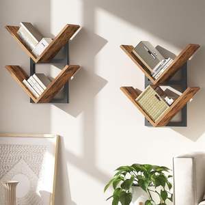 Étagère murale en bois double couche en forme d'arbre, petite étagère en bois naturel, organisateur de rangement suspendu, maison moderne - Product Image 1