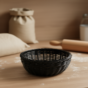 ตะกร้าเก็บขนมปังพลาสติกสีดำแบบสาน ขนาด 10 นิ้ว - Product Image 3