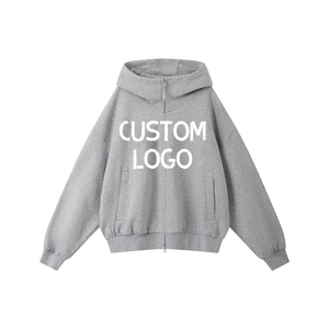 เสื้อฮู้ดดี้ทรงวินเทจ น้ำหนัก 380 กรัม ผ้าฝ้ายผสมโพลีเอสเตอร์ ขอบหมวกกว้าง มีฮู้ด ซิปหน้า พิมพ์ลาย คุณภาพสูง ใส่ได้ทุกวัน - Product Image 1