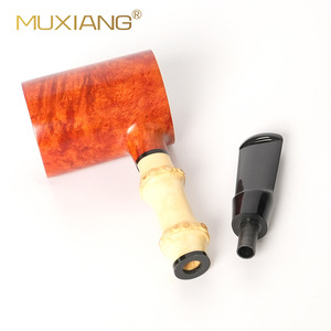 Muxiang Wooden Tobacco Pipe Straight Handle Briar Wood Handmade Smoking Pipe For Men - Product Image 3
