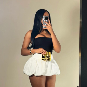 2025 New 5 Colors Summer Fashion Solid Color <b>Bubble</b> Pleated Skirt Stretch High Waist Stretchy Micro-<b>mini</b> Skirt for Women - Product Image 4