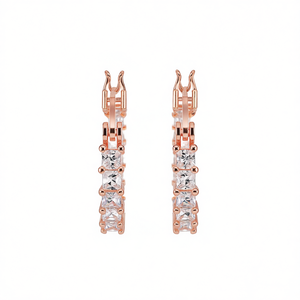 Orecchini a Cerchio E1018 in Oro Rosa con Cristalli e Strass, Classici da Indossare Ogni Giorno per Donne - Product Image 1