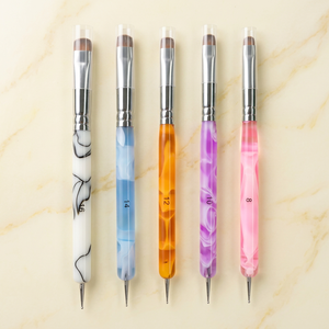 Pinceau à ongles à pointe française en poils synthétiques Kolinsky avec manche en bois, virole sertie et stylo à pois pour usage professionnel/DIY, tailles 8-16 - Product Image 4