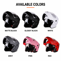 Casque de moto modulaire certifié DOT en ABS, casque intégral rabattable avec double visière pour adultes