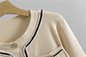 Nueva Colección Otoño Empire, Cárdigan de Punto Transpirable con Mezcla de Viscosa, Bordado, Cierre de Botón, Pantalones Anchos de Pierna Recta, Diseño Sólido para Mujer - Product Image 2