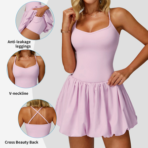 ELT3076 vestito da donna nuovo arrivo un pezzo con mutande con tasche a Corss dietro bella minigonna - Product Image 5