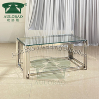 Muebles para Salón de Banquetes, Mesa de Centro de Vidrio Templado con Diseño Elegante de Patas Multipipe de Acero Inoxidable