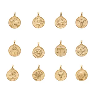 Gemnel fashion jewelry 925 sterling silver 18k gold cubic zirconia zodiac pendant necklaces