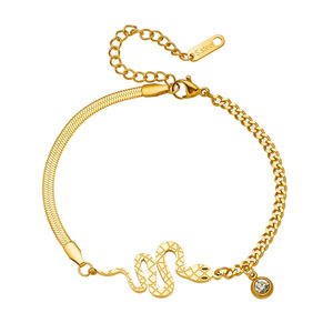 Women's Gold Plated Snake Pendant Necklace And <b>Bracelet</b> <b>Set</b> Stainless Steel Chain Jewelry Gift For Her - Product Image 5