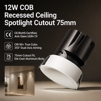 Plafonnier LED COB encastré sans cadre, orientable, 12W, en aluminium, spot LP-AJ7592ARC-RTA-23-1