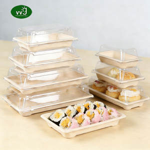 VVG 环保可堆肥定制长方形一次性甘蔗渣外卖寿司容器带盖寿司托盘 - Product Image 1