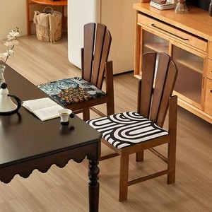 Chaise de salle à manger en bois massif, rembourrée, style nordique minimaliste, pour salle à manger, usage adulte - Product Image 2