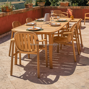 विला आंगन आउटडोर टेबल और कुर्सियों सेट पैसो स्विमिंग पूल रेस्तरां वाटरप्रूफ और सनस्क्रीन एल्यूमीनियम मिश्र धातु लंबी टेबल - Product Image 5