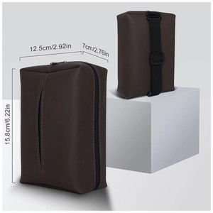 Caja de pañuelos para coche, soporte de cuero para consola central de coche, reposabrazos, caja de servilletas, visera, asiento trasero, caja de pañuelos con correa fija, fácil de instalar - Product Image 5