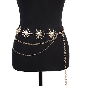 Cinturón de cadena de <span class=keywords><strong>cintura</strong></span> multicapa oro plata sol Luna cadena cinturón para mujer vestido cuerpo vientre Metal <span class=keywords><strong>cintura</strong></span> cadena - Product Image 2
