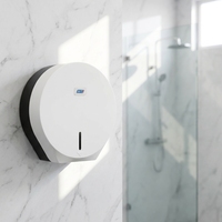 Distributeur de rouleau de papier toilette en plastique géant en plastique verrouillable pour salle de bain commerciale élégante minimaliste