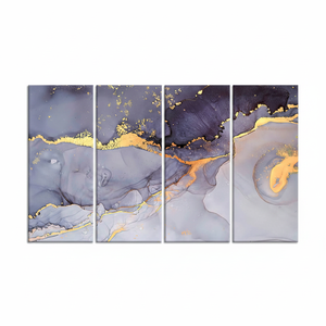 Printed Canvas Artwork: Abstract Purple & Gold Marble Design,<b>SET</b> OF 4 CANVAS - Product Image 2