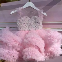 Enfants 1 ans bébé anniversaire moelleux fil princesse rose robe fête porter