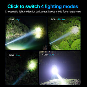 Aluminum Diving Flashlight 20W LED 1000M+ Beam Distance IP68 Waterproof Rechargeable 3000 Lumens Long Runtime Durable Underwater - Product Image 4