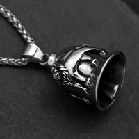 Cloche de moto vintage porte-bonheur en acier inoxydable avec logo personnalisé du fabricant, accessoires de moto, pendentifs