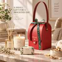 Boîte cadeau rigide personnalisée avec logo de marque, ruban en carton texturé rouge, poignée de transport portable, OEM