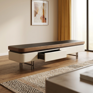 Modern Media Console <strong>TV</strong> Cabinet 220cm Long <strong>Brown</strong> MDF Low-Profile Living Room Entertainment Storage <strong>Unit</strong> - Product Image 1