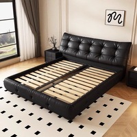 Modèle Italien Sac Souple en Cuir Haut de Gamme Atmosphère Chambre Petit Appartement en Cuir Lit Double King Size Lit