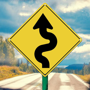 Wendiges Straßenabschnitt-Schild mit Scharfkurven-Symbol aus Aluminium, 30 x 30 cm, Warnschild für Kurven, Echtes Verkehrsschild mit 3M-Garantie - Product Image 5