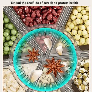 أدوات مطبخ بلاستيكية حديثة متعددة الوظائف من 6 شبكات مع غطاء دوار للأرز صناديق حاويات لتخزين الطعام - Product Image 6