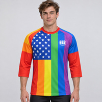 Maillot de VTT arc-en-ciel audacieux d'inspiration américaine pour hommes, manches trois quarts, pour équipes de descente, enduro et BMX