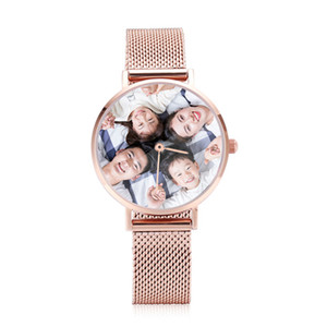 2019 nouveau fait sur commande couple montre OEM <span class=keywords><strong>photos</strong></span> sur le cadran montre de mode qualité maille sangle paire montre - Product Image 3