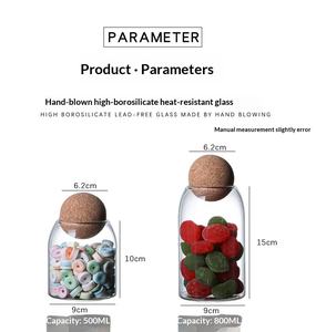 Frasco <span class=keywords><strong>de</strong></span> Vidrio <span class=keywords><strong>de</strong></span> Borosilicato <span class=keywords><strong>de</strong></span> Alta Calidad con Diseño Transparente, Tapón <span class=keywords><strong>de</strong></span> <span class=keywords><strong>Corcho</strong></span> y Sellado Hermético para Almacenamiento <span class=keywords><strong>de</strong></span> Granos y Té - Product Image 5