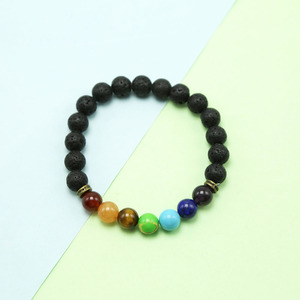 Modyle — <span class=keywords><strong>Bracelet</strong></span> des 7 chakras, en pierres de lave naturelles, pour femmes, bijou en perles, nouveauté - Product Image 3