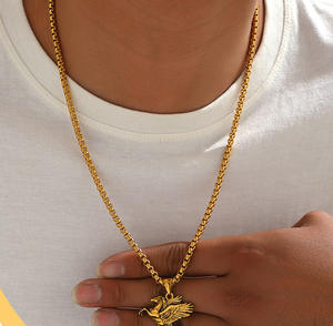 Collares de Moda de Acero Inoxidable con Colgante de Pluma de <span class=keywords><strong>Pegaso</strong></span>, Estilo Hip Hop Punk, para Hombre, Venta al por Mayor - Product Image 6