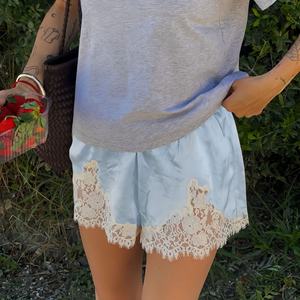 Shorts en satin de soie 2026King Mcgreen <span class=keywords><strong>Star</strong></span> avec dentelle vintage, mini-short micro, taille haute soyeuse, style Coquette, bas de pyjama lounge - Product Image 3