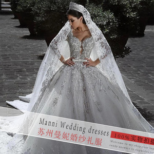 Vestido de novia de encaje de manga larga para comercio exterior, venta al por mayor, estilo africano, personalizado, novedad 2023 - Product Image 2