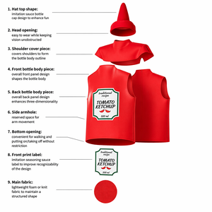 Disfraz <span class=keywords><strong>de</strong></span> <span class=keywords><strong>pareja</strong></span> con botellas <span class=keywords><strong>de</strong></span> kétchup y mostaza, divertido atuendo <span class=keywords><strong>de</strong></span> cosplay <span class=keywords><strong>de</strong></span> comida para Halloween, fiestas familiares y actuaciones escénicas - Product Image 3
