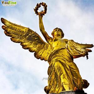 Estatua de Ángel de la Victoria en Bronce Grande, Escultura Metálica con Acabado Dorado para Decoración de Jardín Exterior - Product Image 3