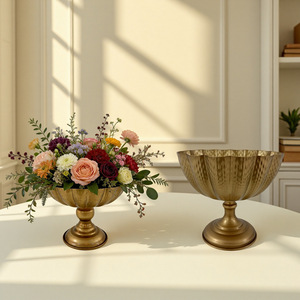 Wrought Iron Flower <b>Vase</b> <b>Set</b> Handmade Distressed Bronze Finish For Wedding Home Decor Tabletop Display - Product Image 2